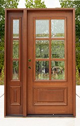 affordable mahogany farmhouse door with clear beveled glass
