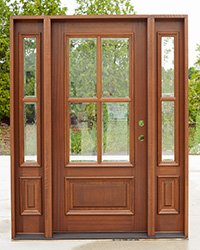 affordable mahogany farmhouse door with clear beveled glass